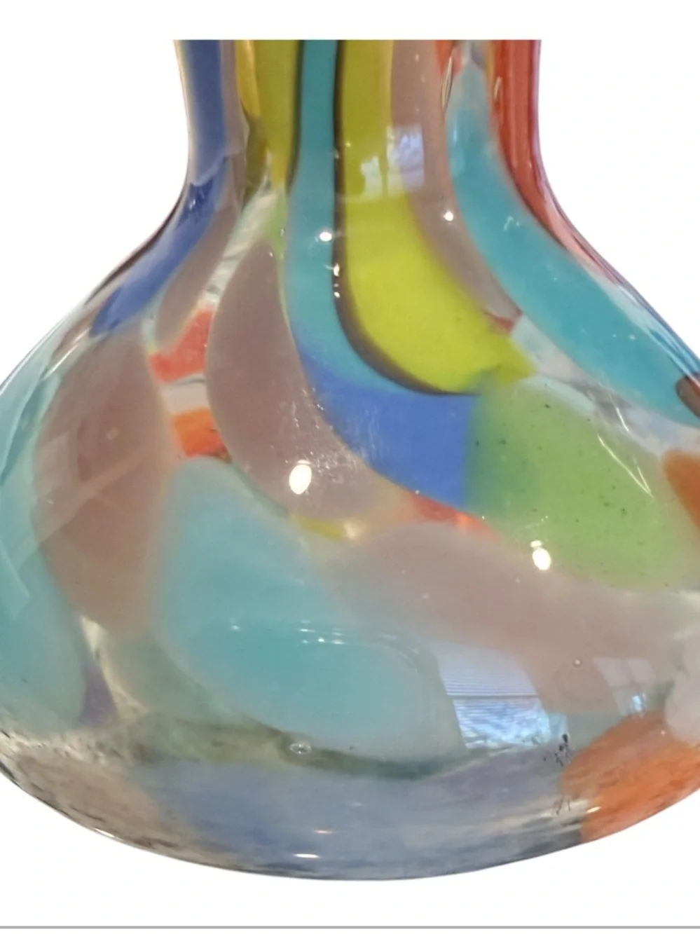Cá d'Oro Murano-style art handblown glass vase with a multicolor confetti design